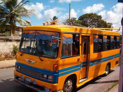 Barbados yellow mini bus